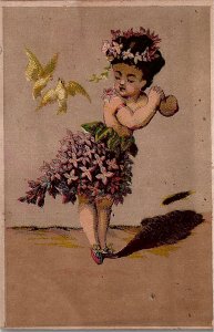 1880s IMPORTERS AND TRADERS TEA CO PHILADELPHIA HULA GIRL TRADE CARD 25-207