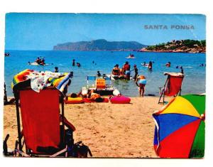 Umbrella and Chairs, People on Beach, Santa Ponsa, Spain