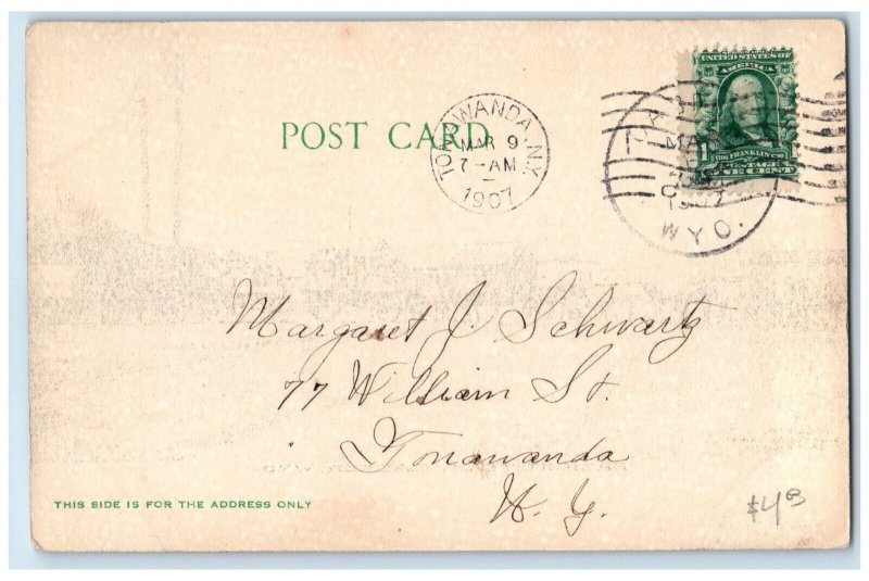 1907 Freight Team Horses Wagon Casper Wyoming WY Tonawanda NY Antique Postcard