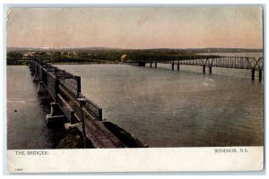 1907 The Bridges Over River at Windsor Nova Scotia Canada Antique Postcard