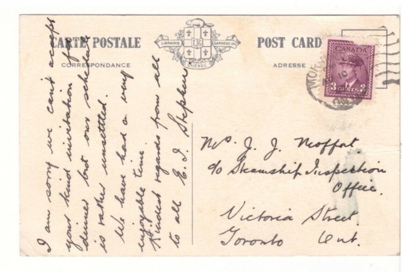 Lower Town, Quebec City, Vintage 1947 Postcard