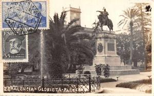 Valencia Spain Glorieta Monument and Fountain Real Photo Antique Postcard J55662