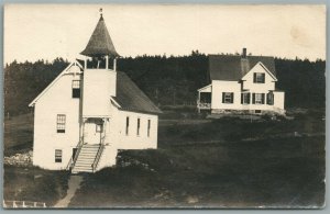 FRENCHBORO ME CHURCH ANTIQUE REAL PHOTO POSTCARD RPPC