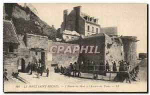 Old Postcard Mont Saint Michel L & # 39Entree Mount a L & # 39Arrivee Train