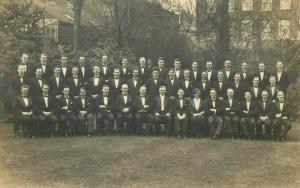 Large groups of people students tourists early photo postcards x 3