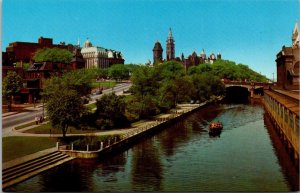 Canada Ottawa Rideau Canal With Peace Tower In Background