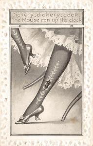 DICKERY, DICKERY, DOCK, THE MOUSE RAN UP The Ladies Stockings  1911  Postcard