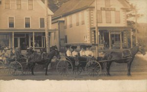 Bradford NH I.O. O. F. Danforth Bros. Store Horse & Wagons 1907 RPPC