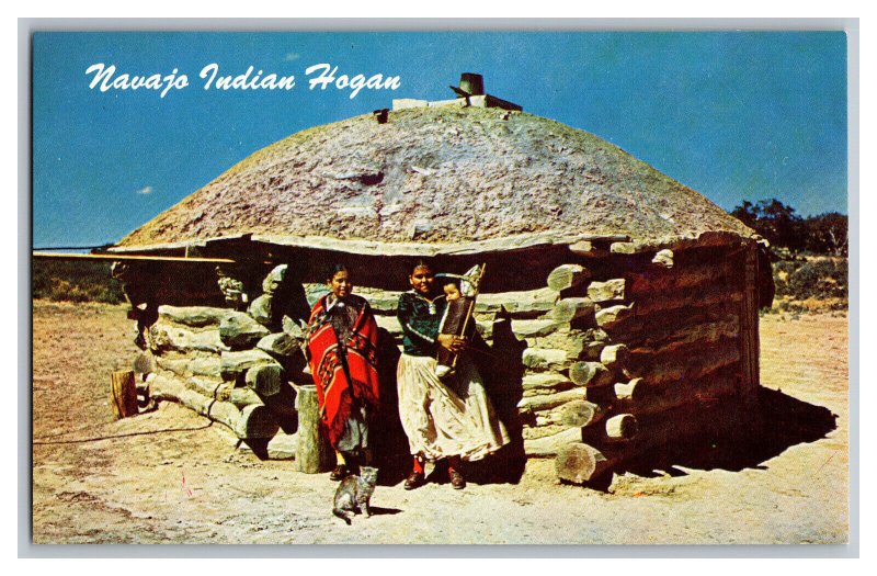 Postcard Navajo Indians Hogan Vintage Standard View Card