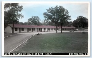 RPPC DURAND, WI Wisconsin ~ MOTEL DURAND 1956 Pepin County Tinted RP Postcard