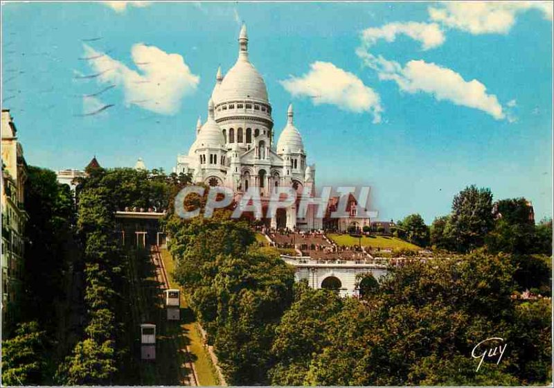 Modern Postcard Paris and Sacre Coeur Basilica Wonders of Montmartre