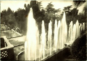 RPPC Terrace Fountain of Neptune Villa D'este Tivoli Italy Real Photo Postcard