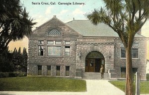 C.1910 Carnegie Library, Santa Cruz, Cal. Vintage Postcard P9