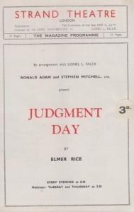 Judgment Day Elmer Rice Old Strand Theatre London Theatre Programme