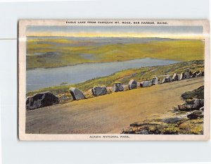 Postcard Eagle Lake from Cadillac Mountain Road Acadia National Park Maine USA