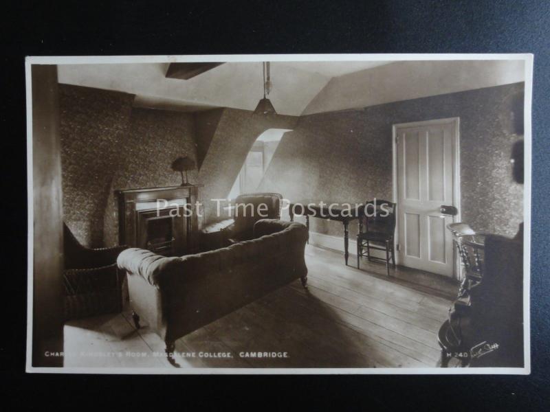 Cambridge MAGDALENE COLLEGE Charles Kingsley Room c1920's RP PC by Scott H240