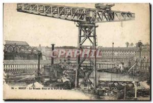 Old Postcard Brest The Great Crane and Port of Warships