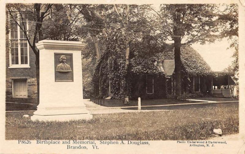 Brandon Vermont Douglass Memorial Real Photo Antique Postcard K98991