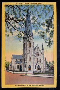 Vintage Postcard 1952 St. Mary's Church, Lawrence, Massachusetts (MA)