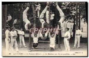 Old Postcard Gymnastics La Fleche The military academy monitors the parallel ...