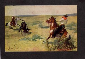 Western Roping a Steer Cowboy John Innis Artist Signed Troilene Ranching PC