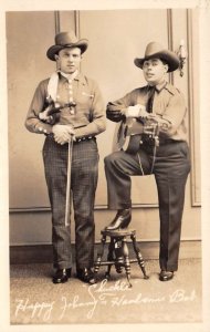 Frederick Maryland WFMD Radio Cowboys Johnny and Bob Real Photo Postcard AA69454