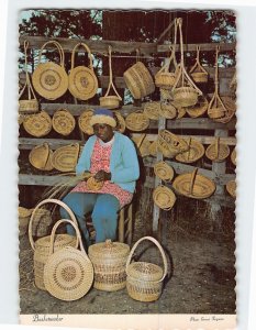 Postcard Basket Maker of Famous Palmetto & Pine Needle Basket South Carolina USA