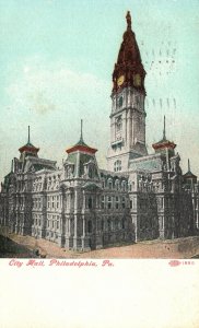 Vintage Postcard 1908 View of City Hall Building Philadelphia Pennsylvania PA