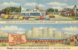 1956 Salt Lake City Utah Covey's American Hotel Coffee Shop Postcard 26-377