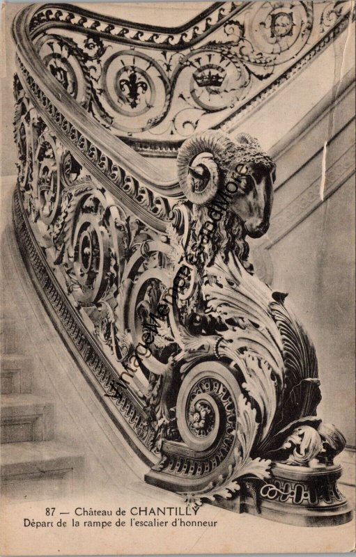 Chateau de Chantilly Departure fromthe Main Staircase Ramp Postcard PC267