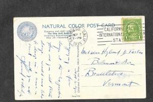 1935 Postcard California International Exposition Cancel!