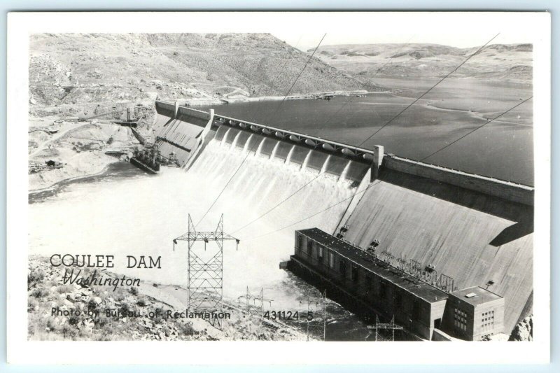 c1940s Washington Coulee Dam Real Photo RPPC Bureau Reclamation Grogan Heysel A9