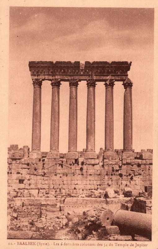 Vintage Postcard 1920's Remains of The Temple of Jupiter  Baalbek Lebanon 