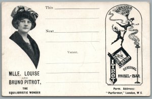 CIRCUS EQUILIBRISTIC WONDER LOUISE & BRUNO LONDON ANTIQUE POSTCARD