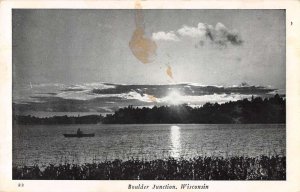 Boulder Junction Wisconsin Canoeing at Sunset Scenic View Postcard AA41436