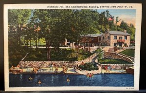 Vintage Postcard 1939 Swimming Pool & Admin Building, Babcock State Park, WV