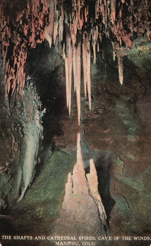 Vintage Postcard Shafts And Cathedral Spires Cave Of The Winds Manitou Colorado