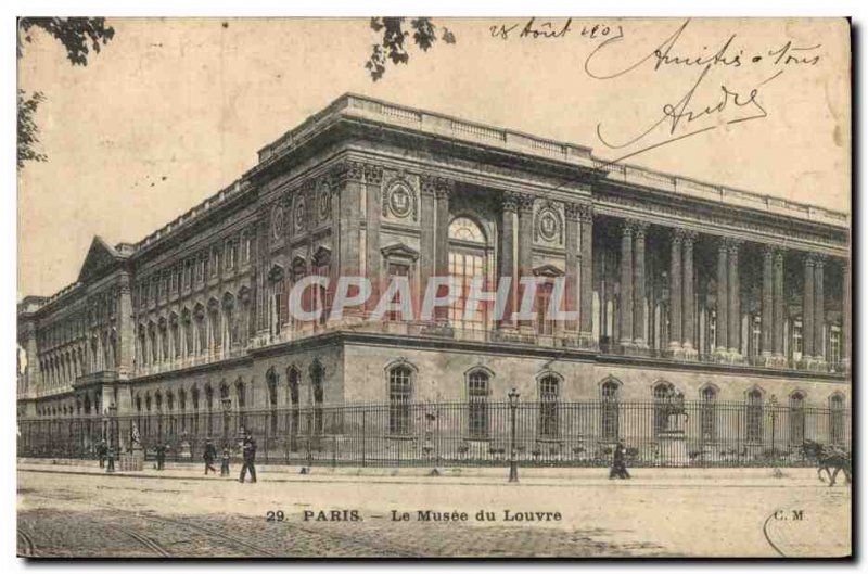 Old Postcard The Paris Louvre Museum