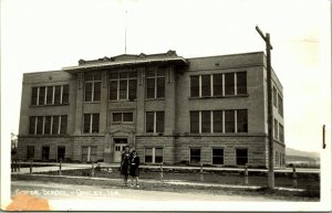 RPPC Grade School Oakley Idaho Real Photo Postcard I visited...Oct 8, 1953