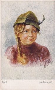 WWI Austrian Orphans Foundation, Artist Signed Isa Jechl 1916 Pretty Girl Gretl