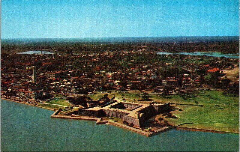 Aerial View Castillo De San Marcos St Augustine Florida FL Chrome Postcard VTG 