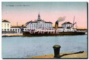 Postcard Old Boat Calais Ferry Terminal