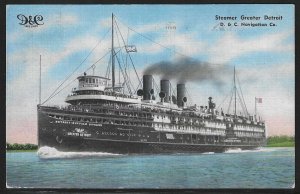 Steamer Greater Detroit, D. & C. Navigation Co., Early Postcard, Used in 1941