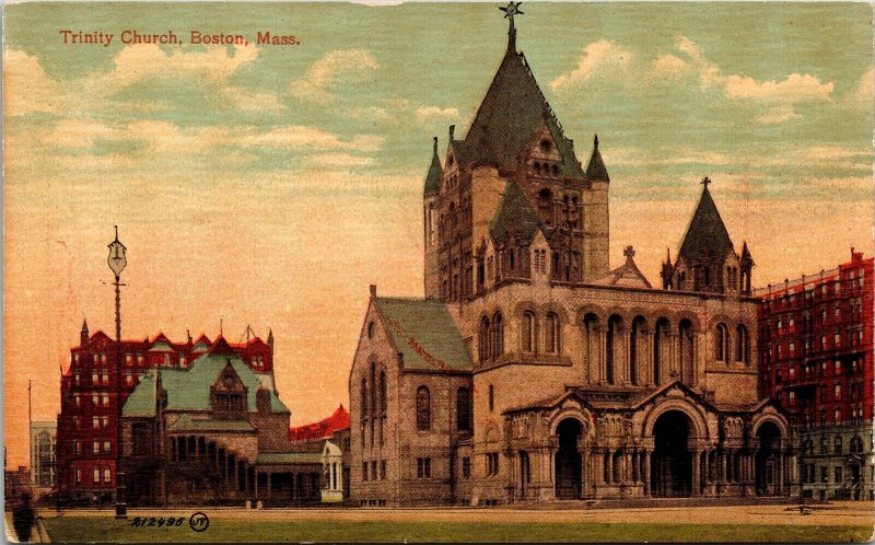 Trinity Church Boston Massachusetts Historical Downtown UNP VTG Postcard