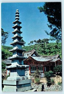 SOUTH KOREA ~ A 9-STORIED TEMPLE ~  c1960s Dong Yang Press Postcard