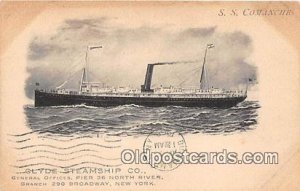 SS Comanche Clyde Steamship Co, New York USA Ship 1908 postal marking on fron...