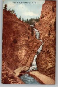 Old Postcard-South Cheyenne Canyon Seven Falls-Colorado