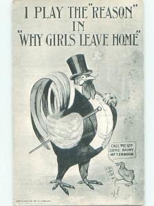 Pre-Linen Comic HUMANIZED CHICKEN WEARING CLOTHING AND TOP HAT AB8928