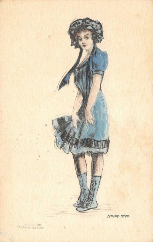 Pretty Woman Blue Dress Marjorie McMein Artist-Signed 1910 Hand-Colored Postcard | Topics - Fine Arts - Other, Postcard / HipPostcard Pretty Woman Blue Dress Marjorie McMein Artist-Signed 1910 Hand-Colored Postcard | Topics - Fine Arts - Other, Postcard / HipPostcard