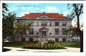 Postcard LIBRARY SCENE Hammond Indiana IN AM0542